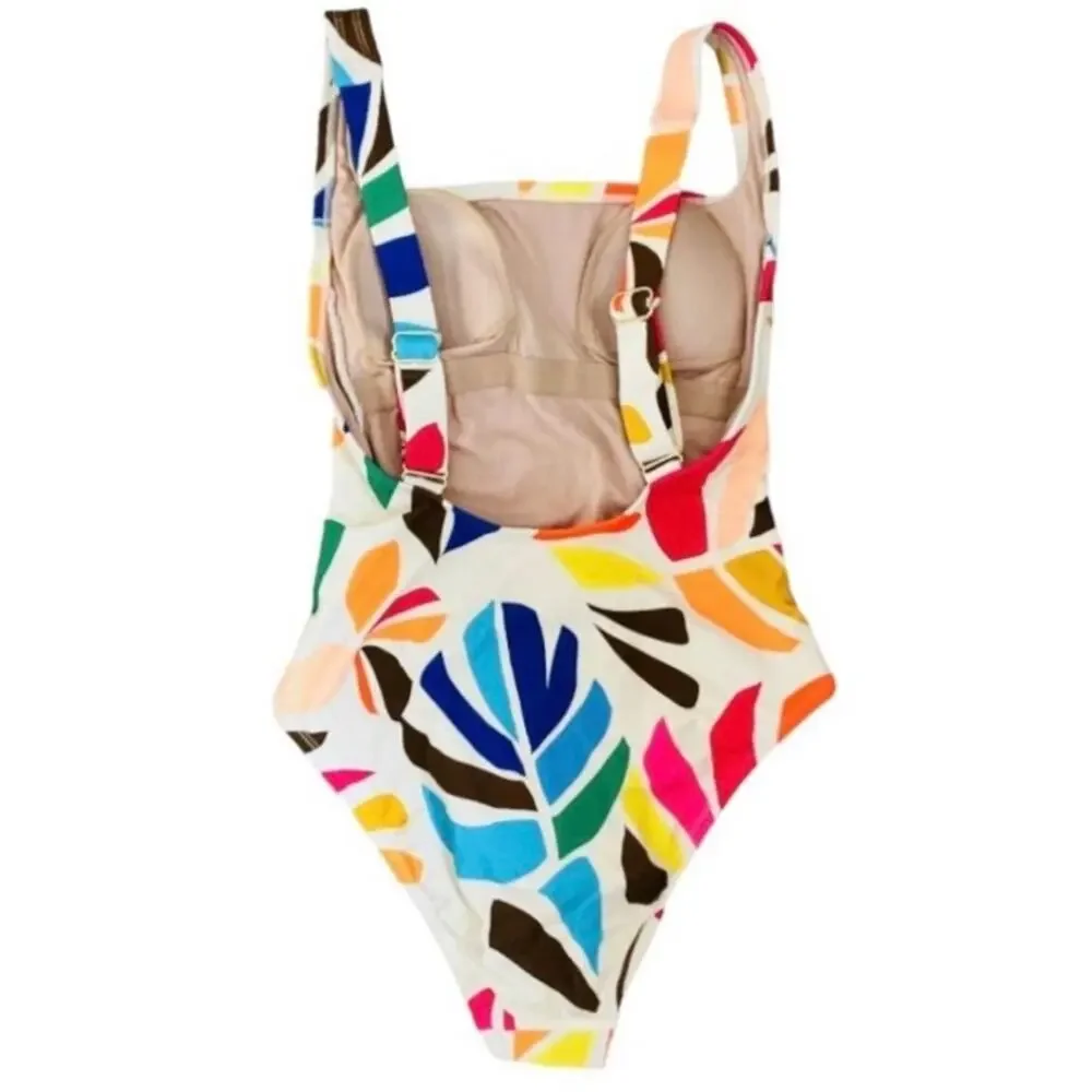 New Tabitha Brown Multi Color Palm Tree One Piece Swimsuit Medium